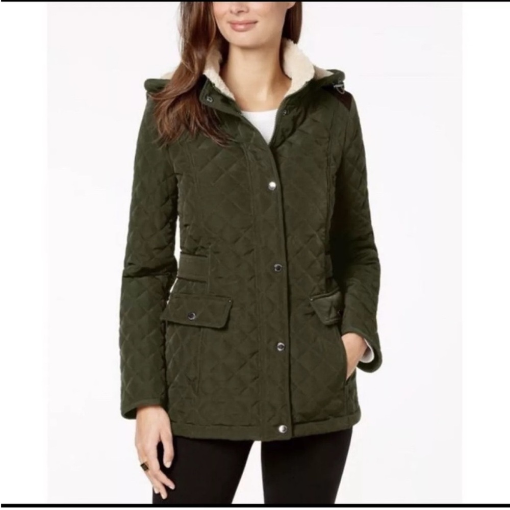 Laundry by Shelli Segal Faux Fur Lined Hooded
Quilted Coat